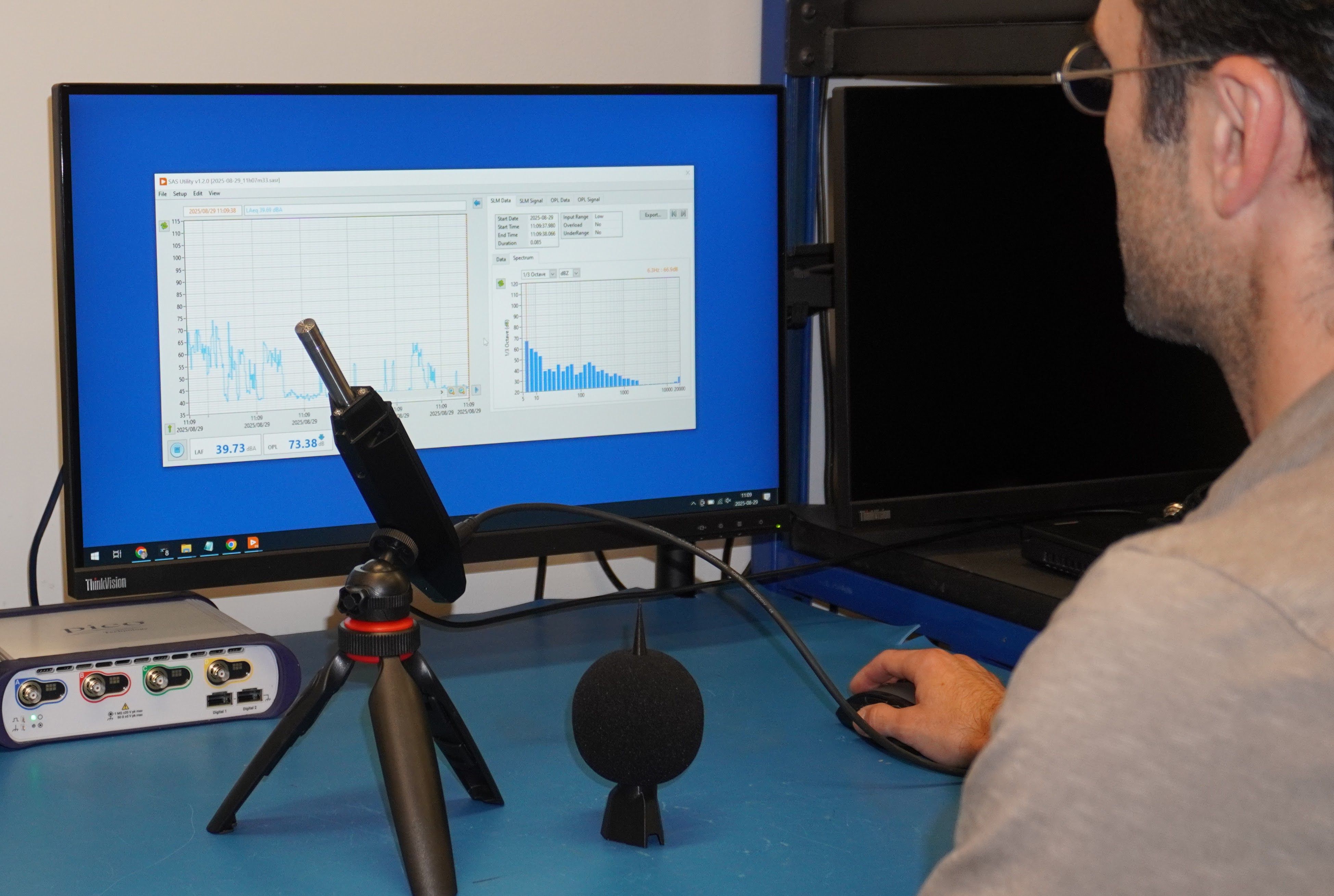 Soft dB's R&D team member working on the SAS Class 1 sound level meter.